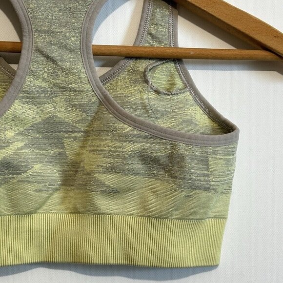 Gymshark Sports Bra Womens Small Gray Yellow Camo Racerback Seamless Run gym - Picture 4 of 5
